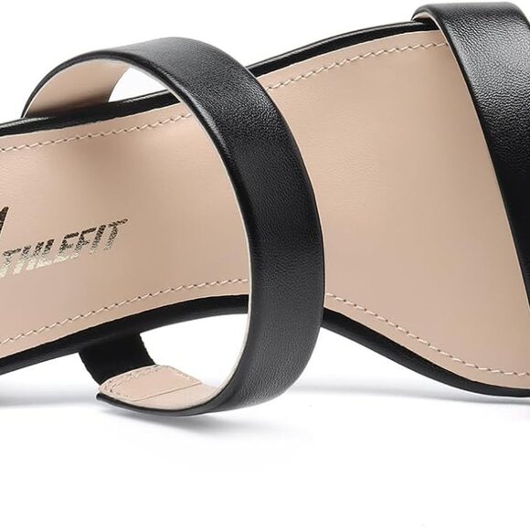 Women’s Chunky Open Toe Heels Sandals Slip On Low Heel Dress Shoes - Picture 3 of 6